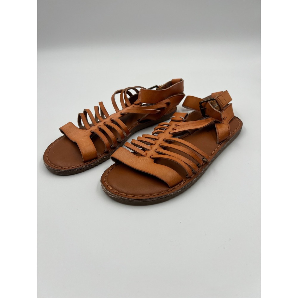 American Eagle Outfitters Womens Cognac Leather Gladiator Sandals Size 8 Brown